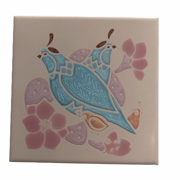 Vintage Cleo Teissedre Handpainted Southwestern Birds Ceramic Tile - Picture 1 of 3